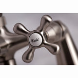 Kingston KS267SN Three-Handle 2-Hole Deck Mount Clawfoot Tub Faucet with Hand Shower, Brushed Nickel