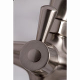 Kingston KS267SN Three-Handle 2-Hole Deck Mount Clawfoot Tub Faucet with Hand Shower, Brushed Nickel
