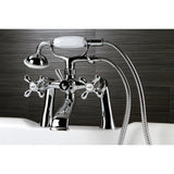 Kingston KS268C Three-Handle 2-Hole Deck Mount Clawfoot Tub Faucet with Hand Shower, Polished Chrome