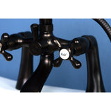 Kingston KS268ORB Three-Handle 2-Hole Deck Mount Clawfoot Tub Faucet with Hand Shower, Oil Rubbed Bronze