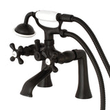 Kingston KS268ORB Three-Handle 2-Hole Deck Mount Clawfoot Tub Faucet with Hand Shower, Oil Rubbed Bronze