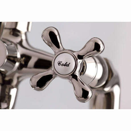 Kingston KS268PN Three-Handle 2-Hole Deck Mount Clawfoot Tub Faucet with Hand Shower, Polished Nickel