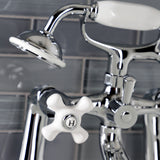 Kingston KS268PXC Three-Handle 2-Hole Deck Mount Clawfoot Tub Faucet with Hand Shower, Polished Chrome
