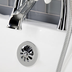 Kingston KS268PXC Three-Handle 2-Hole Deck Mount Clawfoot Tub Faucet with Hand Shower, Polished Chrome