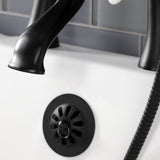 Kingston KS268PXMB Three-Handle 2-Hole Deck Mount Clawfoot Tub Faucet with Hand Shower, Matte Black
