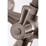 Kingston KS268SN Three-Handle 2-Hole Deck Mount Clawfoot Tub Faucet with Hand Shower, Brushed Nickel