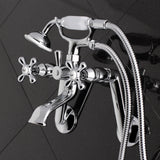 Kingston KS269C Three-Handle 2-Hole Tub Wall Mount Clawfoot Tub Faucet with Hand Shower, Polished Chrome