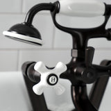 Kingston KS269PXORB Three-Handle 2-Hole Tub Wall Mount Clawfoot Tub Faucet with Hand Shower, Oil Rubbed Bronze