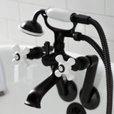 Kingston KS269PXORB Three-Handle 2-Hole Tub Wall Mount Clawfoot Tub Faucet with Hand Shower, Oil Rubbed Bronze