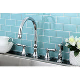Governor KS2791ALBS Two-Handle 4-Hole Deck Mount Widespread Kitchen Faucet with Brass Sprayer, Polished Chrome