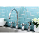 Governor KS2791AXBS Two-Handle 4-Hole Deck Mount Widespread Kitchen Faucet with Brass Sprayer, Polished Chrome