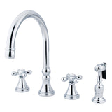 Governor KS2791AXBS Two-Handle 4-Hole Deck Mount Widespread Kitchen Faucet with Brass Sprayer, Polished Chrome