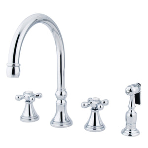 Governor KS2791AXBS Two-Handle 4-Hole Deck Mount Widespread Kitchen Faucet with Brass Sprayer, Polished Chrome