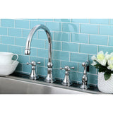 Governor KS2791KXBS Two-Handle 4-Hole Deck Mount Widespread Kitchen Faucet with Brass Sprayer, Polished Chrome