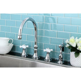 Governor KS2791PXBS Two-Handle 4-Hole Deck Mount Widespread Kitchen Faucet with Brass Sprayer, Polished Chrome