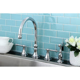 Templeton KS2791TLBS Two-Handle 4-Hole Deck Mount Widespread Kitchen Faucet with Brass Sprayer, Polished Chrome