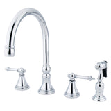 Templeton KS2791TLBS Two-Handle 4-Hole Deck Mount Widespread Kitchen Faucet with Brass Sprayer, Polished Chrome