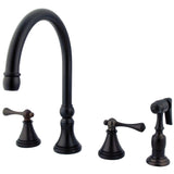 Governor KS2795BLBS Two-Handle 4-Hole Deck Mount Widespread Kitchen Faucet with Brass Sprayer, Oil Rubbed Bronze