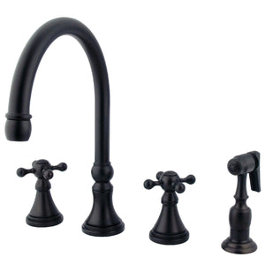 Governor KS2795KXBS Two-Handle 4-Hole Deck Mount Widespread Kitchen Faucet with Brass Sprayer, Oil Rubbed Bronze