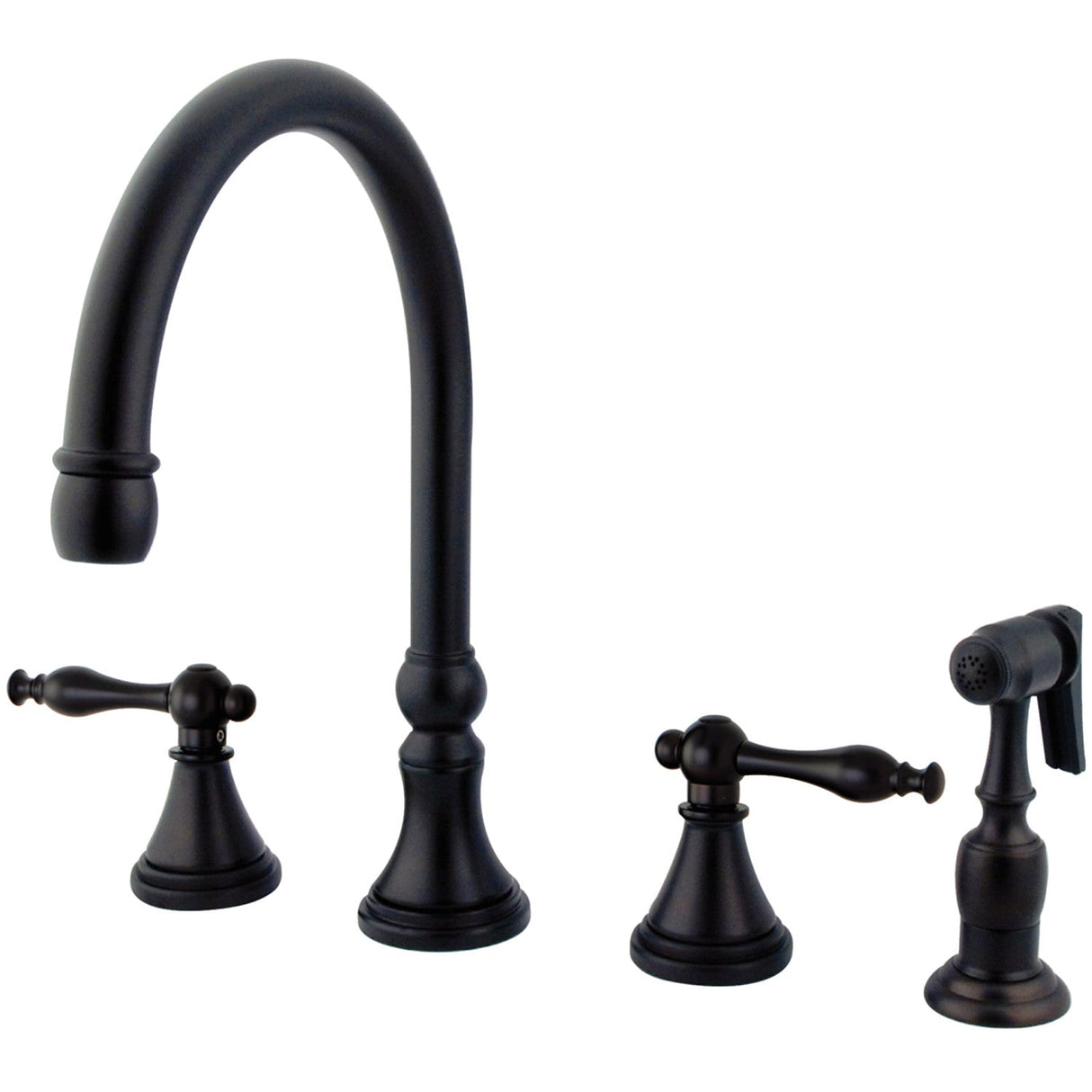 Governor KS2795NLBS Two-Handle 4-Hole Deck Mount Widespread Kitchen Faucet with Brass Sprayer, Oil Rubbed Bronze