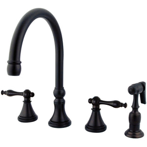 Governor KS2795NLBS Two-Handle 4-Hole Deck Mount Widespread Kitchen Faucet with Brass Sprayer, Oil Rubbed Bronze