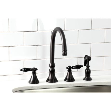 Duchess KS2795PKLBS Widespread Kitchen Faucet with Brass Sprayer, Oil Rubbed Bronze