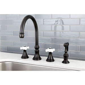 Governor KS2795PXBS Two-Handle 4-Hole Deck Mount Widespread Kitchen Faucet with Brass Sprayer, Oil Rubbed Bronze