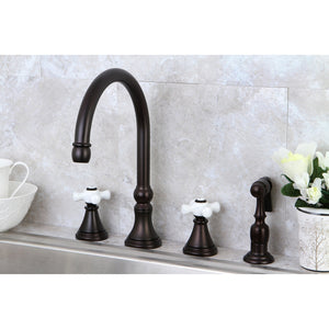 Governor KS2795PXBS Two-Handle 4-Hole Deck Mount Widespread Kitchen Faucet with Brass Sprayer, Oil Rubbed Bronze
