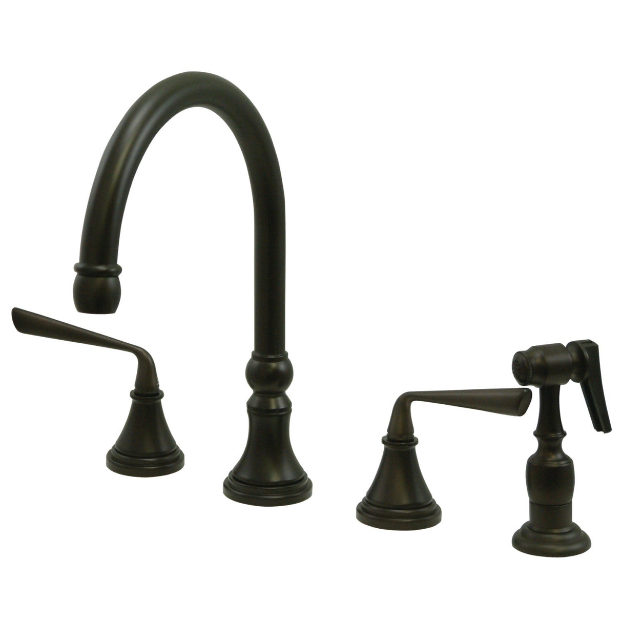 Silver Sage KS2795ZLBS Two-Handle 4-Hole Deck Mount Widespread Kitchen Faucet with Brass Sprayer, Oil Rubbed Bronze