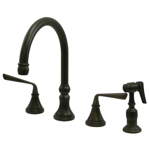 Silver Sage KS2795ZLBS Two-Handle 4-Hole Deck Mount Widespread Kitchen Faucet with Brass Sprayer, Oil Rubbed Bronze