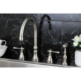 Governor KS2798BLBS Two-Handle 4-Hole Deck Mount Widespread Kitchen Faucet with Brass Sprayer, Brushed Nickel