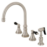 Duchess KS2798PKLBS Widespread Kitchen Faucet with Brass Sprayer, Brushed Nickel