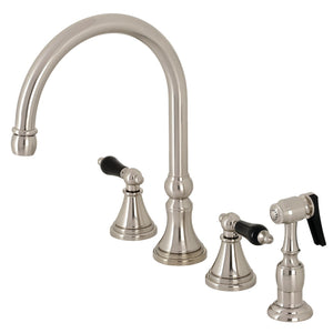 Duchess KS2798PKLBS Widespread Kitchen Faucet with Brass Sprayer, Brushed Nickel