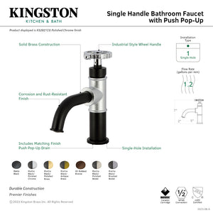 Fuller KS2820CG Single-Handle 1-Hole Deck Mount Bathroom Faucet with Push Pop-Up, Matte Black