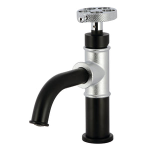 Webb KS2821RKX Single-Handle 1-Hole Deck Mount Bathroom Faucet with Knurled Handle and Push Pop-Up Drain, Matte Black/Polished Chrome