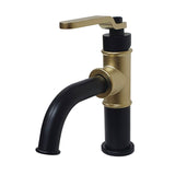 Whitaker KS2822KL Single-Handle 1-Hole Deck Mount Bathroom Faucet with Push Pop-Up, Matte Black/Polished Brass