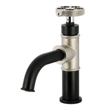 Webb KS2826RKX Single-Handle 1-Hole Deck Mount Bathroom Faucet with Knurled Handle and Push Pop-Up Drain, Matte Black/Polished Nickel