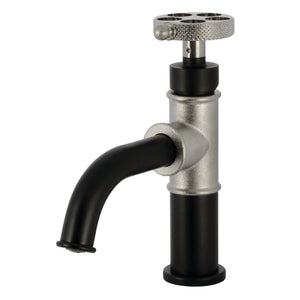 Webb KS2828RKX Single-Handle 1-Hole Deck Mount Bathroom Faucet with Knurled Handle and Push Pop-Up Drain, Matte Black/Brushed Nickel