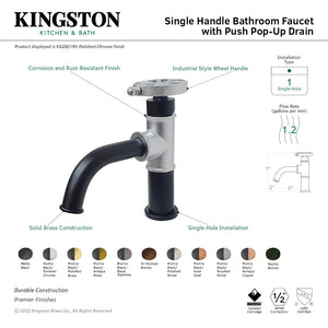 Belknap KS2828RX Single-Handle 1-Hole Deck Mount Bathroom Faucet with Push Pop-Up, Matte Black/Brushed Nickel