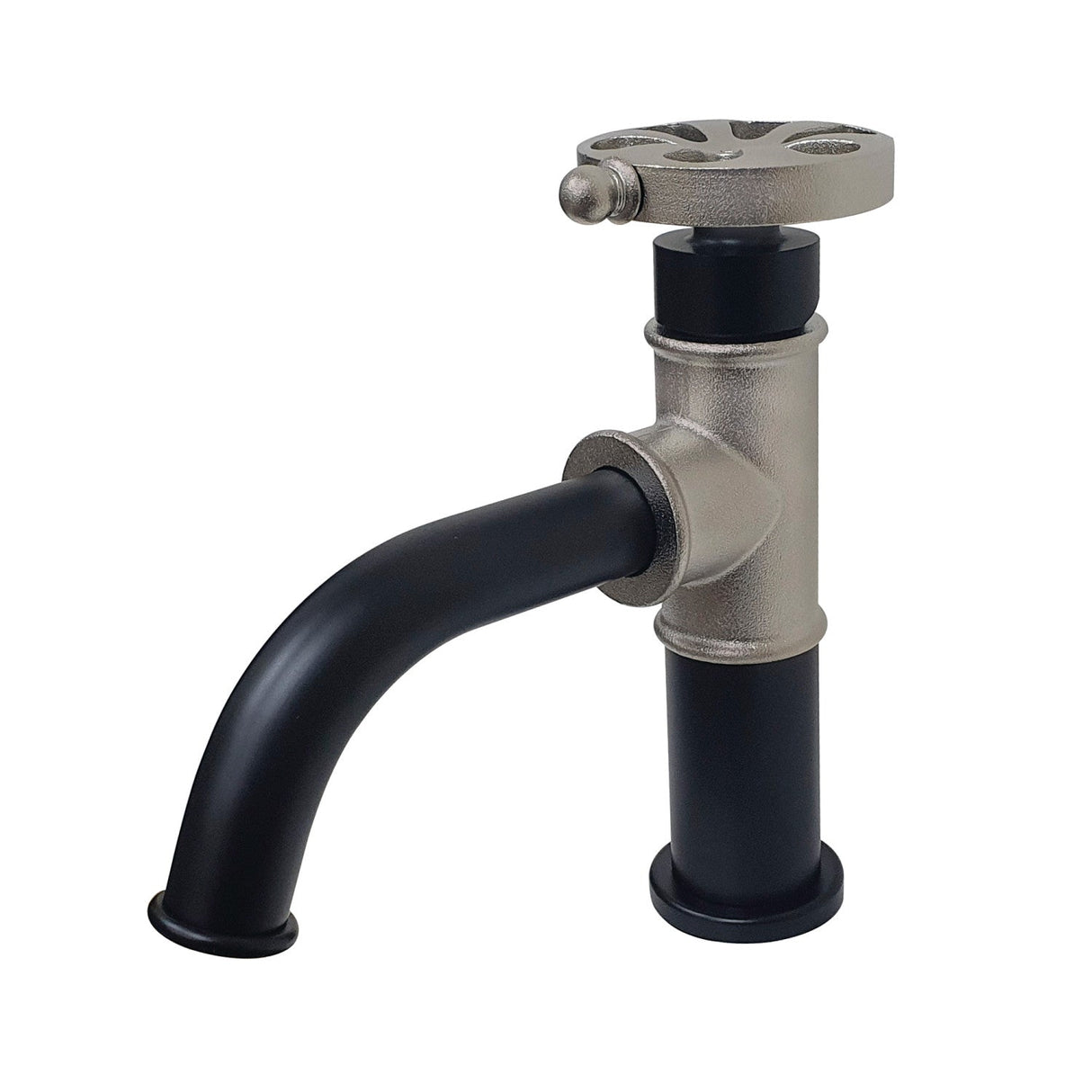 Belknap KS2828RX Single-Handle 1-Hole Deck Mount Bathroom Faucet with Push Pop-Up, Matte Black/Brushed Nickel