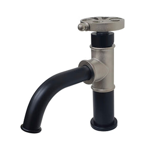 Belknap KS2828RX Single-Handle 1-Hole Deck Mount Bathroom Faucet with Push Pop-Up, Matte Black/Brushed Nickel