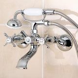 Essex KS285C Three-Handle 2-Hole Tub Wall Mount Clawfoot Tub Faucet with Hand Shower, Polished Chrome