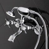 Essex KS285C Three-Handle 2-Hole Tub Wall Mount Clawfoot Tub Faucet with Hand Shower, Polished Chrome