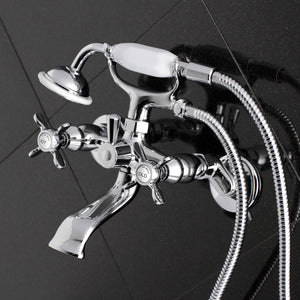 Essex KS285C Three-Handle 2-Hole Tub Wall Mount Clawfoot Tub Faucet with Hand Shower, Polished Chrome