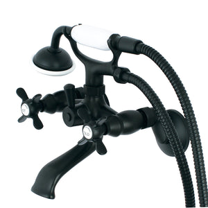 Essex KS285MB Three-Handle 2-Hole Tub Wall Mount Clawfoot Tub Faucet with Hand Shower, Matte Black