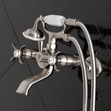 Essex KS285SN Three-Handle 2-Hole Tub Wall Mount Clawfoot Tub Faucet with Hand Shower, Brushed Nickel