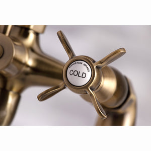 Essex KS287AB Three-Handle 2-Hole Deck Mount Clawfoot Tub Faucet with Hand Shower, Antique Brass