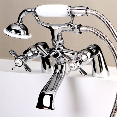 Essex KS287C Three-Handle 2-Hole Deck Mount Clawfoot Tub Faucet with Hand Shower, Polished Chrome
