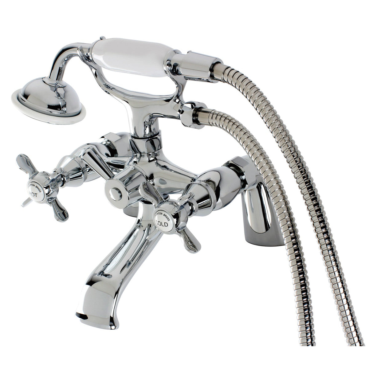 Essex KS287C Three-Handle 2-Hole Deck Mount Clawfoot Tub Faucet with Hand Shower, Polished Chrome