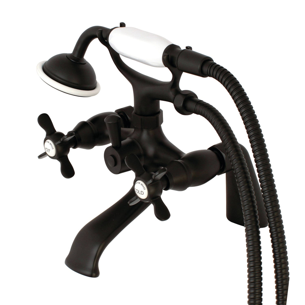 Essex KS287ORB Three-Handle 2-Hole Deck Mount Clawfoot Tub Faucet with Hand Shower, Oil Rubbed Bronze